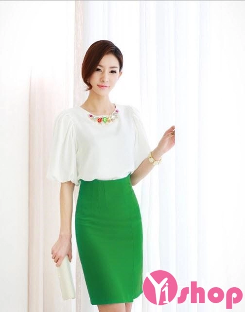 Áo sơ mi nữ vải voan cổ tròn quyến rũ xinh xắn 2017