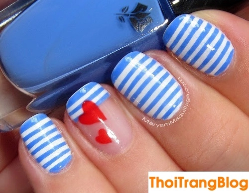 15 mẫu móng tay nail kẻ sọc đẹp cho nàng công sở