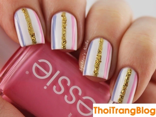 15 mẫu móng tay nail kẻ sọc đẹp cho nàng công sở