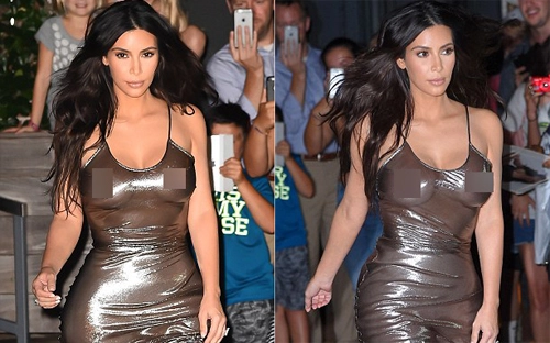 kim kardashian khoe vòng một với mốt không nội y