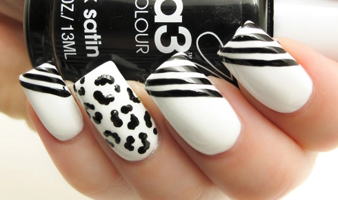 15 mẫu nail black white cho quý cô trung niên