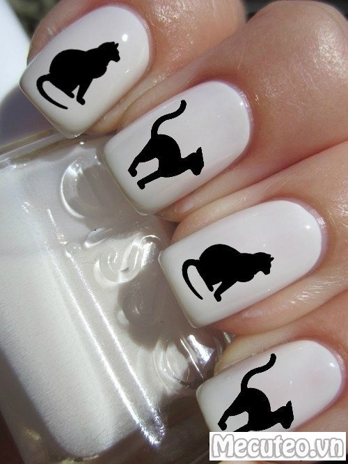 Mẫu nail hình con mèo cho nàng công sở năm 2018