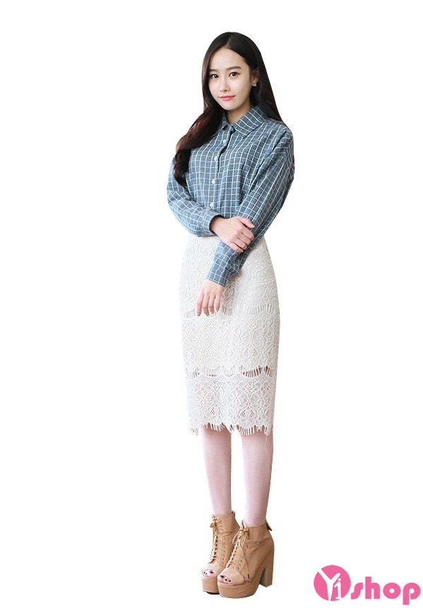 Nàng công sở xinh xắn hơn với chân váy ren hàn quốc