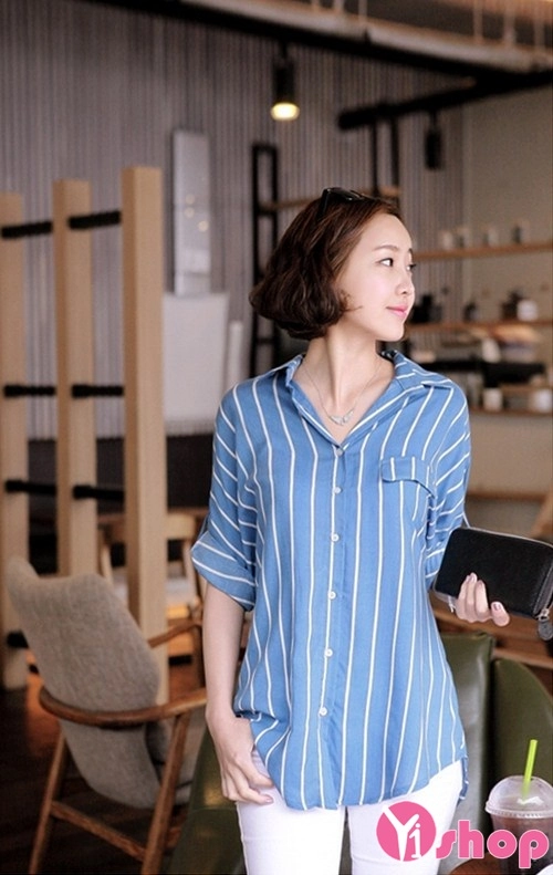 Sơ mi nữ dáng rộng kiểu hàn quốc cho nàng tung tăng ngày hè