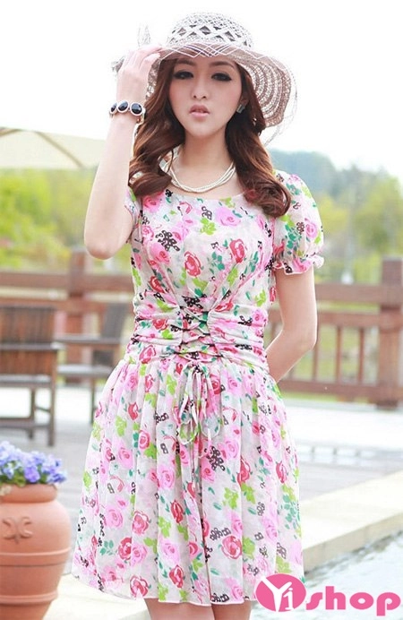 Váy đầm dáng xòe tay bồng cho nàng dáng mảnh mai