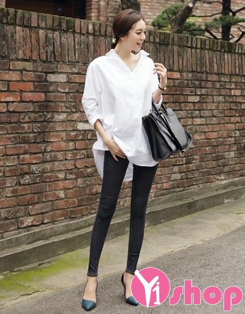 Áo sơ mi nữ dáng suông cho nàng mập bụng