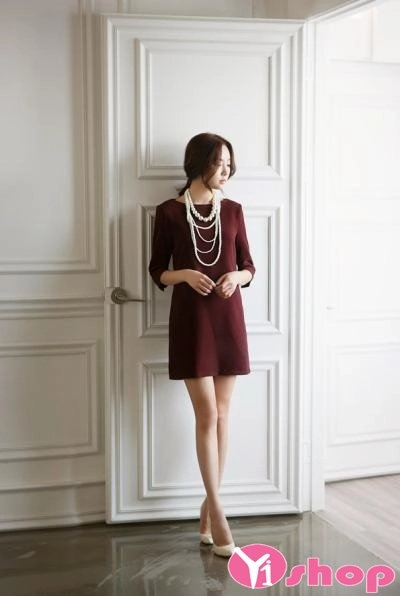 Váy đầm dạ dáng dài phong cách công sở