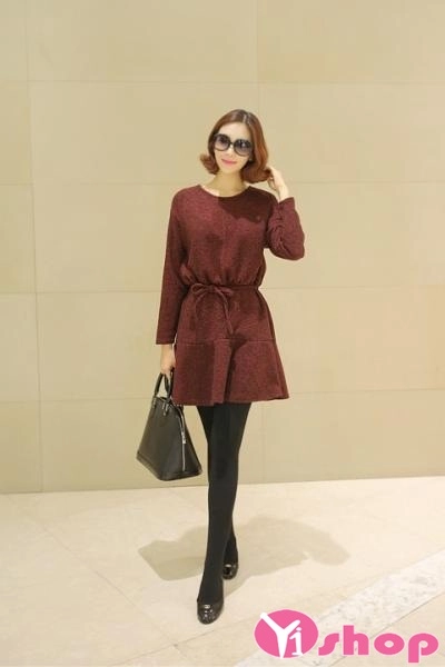 Váy đầm dạ dáng dài phong cách công sở