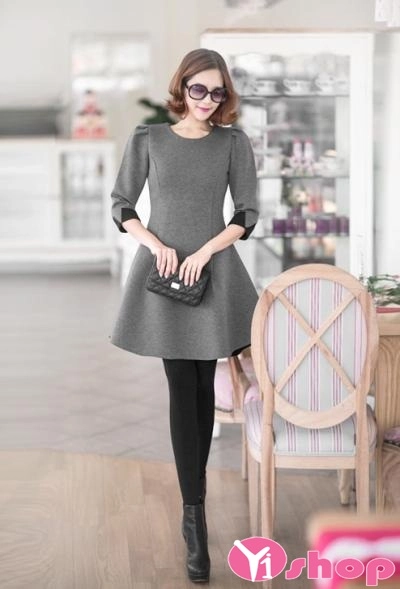 Váy đầm dạ dáng dài phong cách công sở