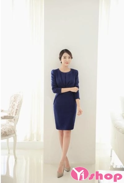 Váy đầm dạ dáng dài phong cách công sở