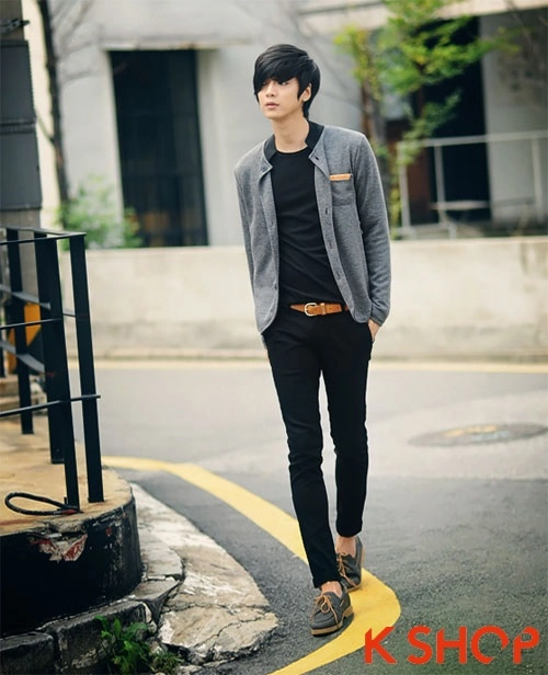Mix áo khoác nam hàn quốc với áo len mỏng đẹp đang gây sốt giới trẻ