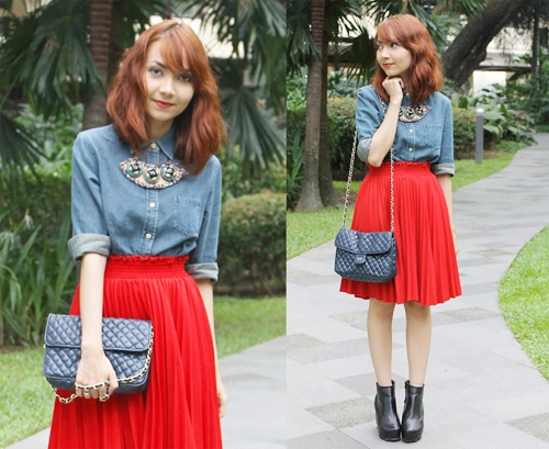 Cách phối đồ nữ tính cho sơ mi denim