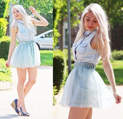 Cách phối đồ nữ tính cho sơ mi denim