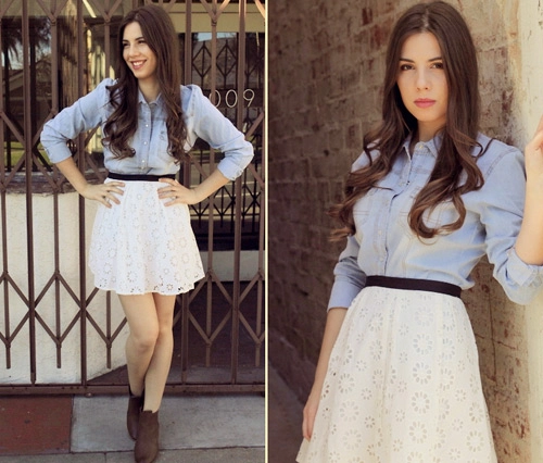 Cách phối đồ nữ tính cho sơ mi denim