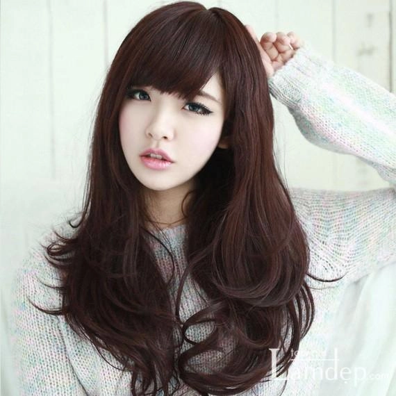 Những mẫu tóc mái dài uốn xoăn đẹp 2017