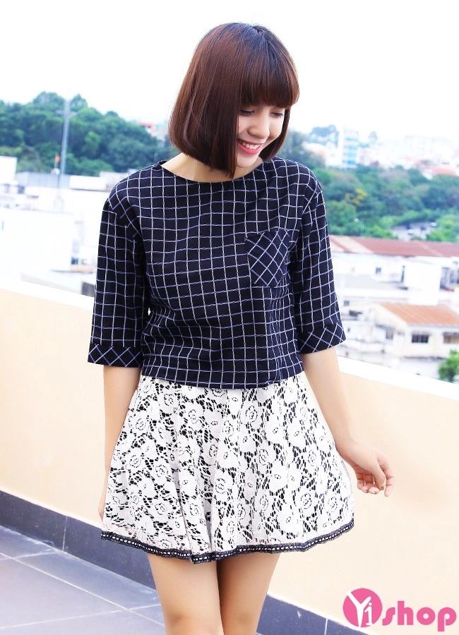 Áo sơ mi nữ croptop dáng rộng đẹp cho người gầy hè 2017