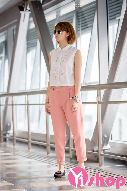 Áo sơ mi nữ croptop dáng rộng đẹp cho người gầy hè 2017