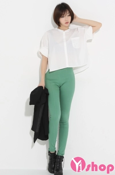 Áo sơ mi nữ croptop dáng rộng đẹp cho người gầy hè 2017