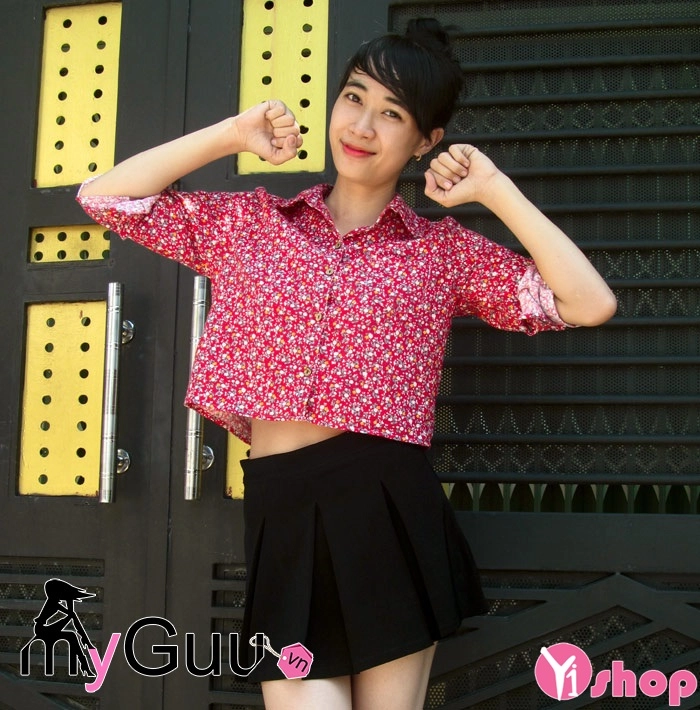 Áo sơ mi nữ croptop dáng rộng đẹp cho người gầy hè 2017