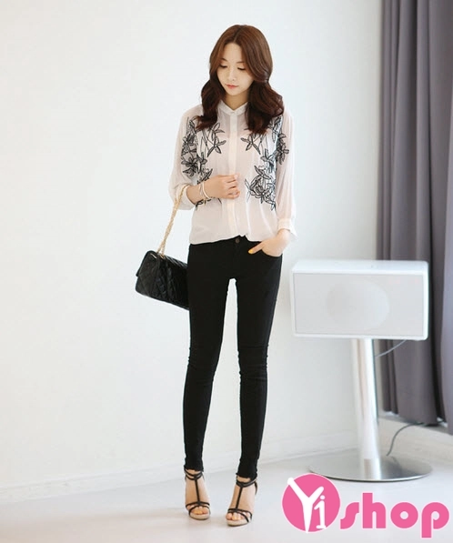 Áo sơ mi nữ họa tiết hoa sành điệu cho nàng công sở