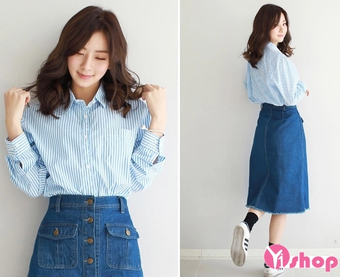 Áo sơ mi nữ kẻ sọc dọc cho nàng mũm mĩm tự tin tới công sở