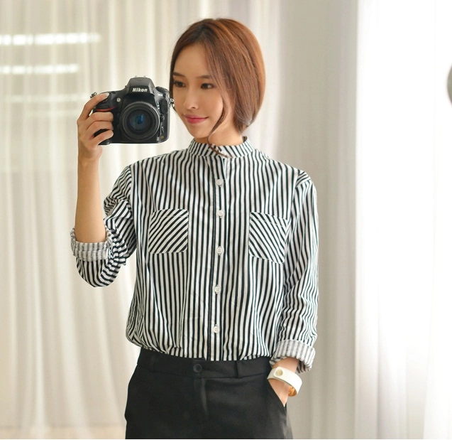 Áo sơ mi nữ kẻ sọc phá cách thời trang hè 2017