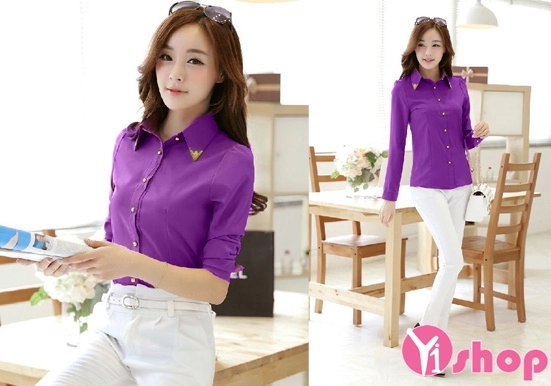 Áo sơ mi nữ màu tím cho phái đẹp quyến rũ tới công sở