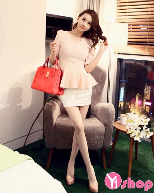 Áo sơ mi nữ peplum che khuyết điểm vòng eo dạo phố hè 2017