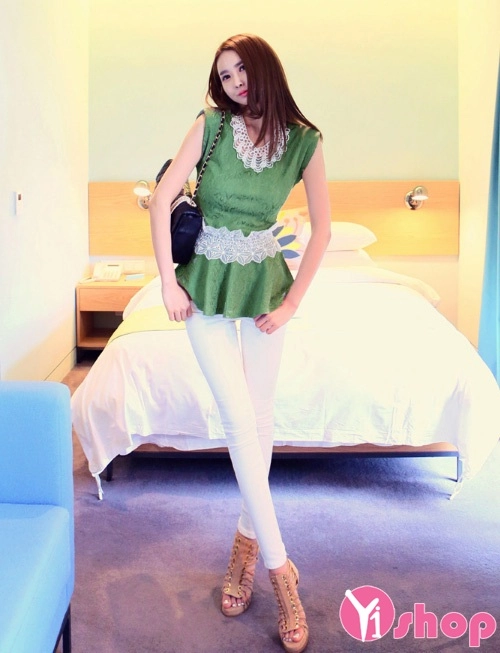 Áo sơ mi nữ peplum che khuyết điểm vòng eo dạo phố hè 2017