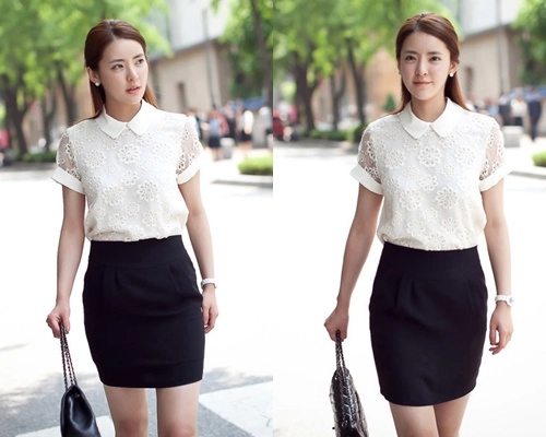 Áo sơ mi nữ phối ren phá cách cho nàng điệu đà