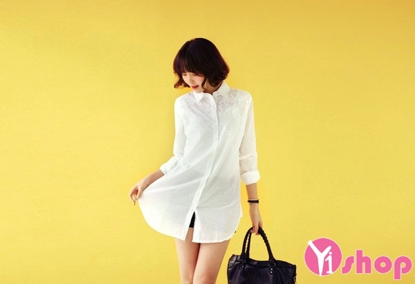 Áo sơ mi nữ trắng dài tay duyên dáng thanh lịch nơi công sở