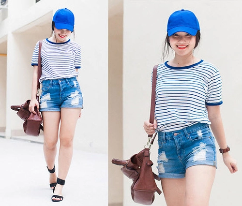 Bí quyết mix đồ chuẩn với áo thun kẻ sọc đơn giản