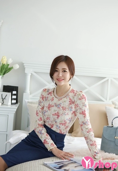 Nàng duyên dáng nơi công sở với áo sơ mi nữ voan họa tiết