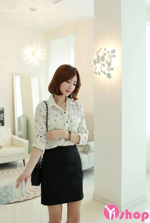 Nàng duyên dáng nơi công sở với áo sơ mi nữ voan họa tiết