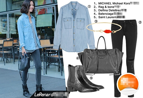 Sành điệu bất ngờ áo sơ mi denim đơn giản