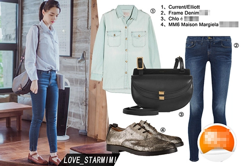 Sành điệu bất ngờ áo sơ mi denim đơn giản