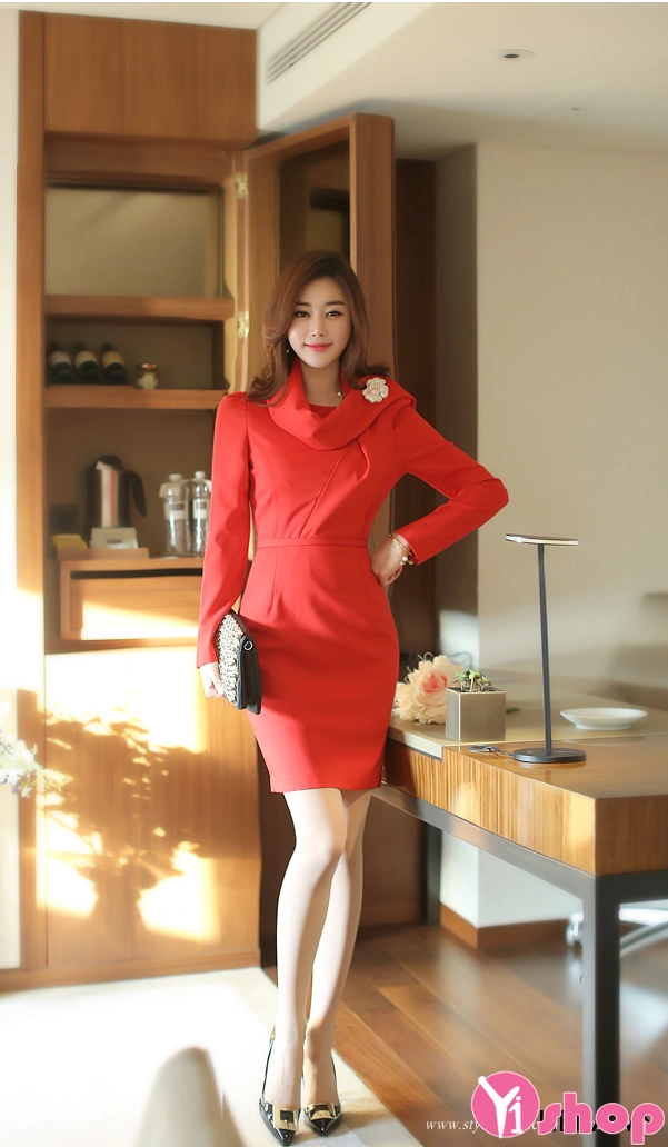 Váy liền cổ sơ mi cho bạn gái tự tin xinh xắn vào hè 2017