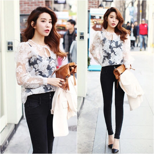 Cuốn hút với sơ mi xuyên thấu hai lớp