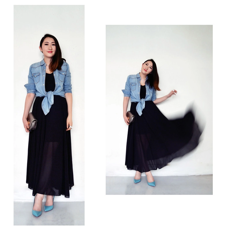 Những cách mặc sơ mi denim đầu thu tuyệt đẹp
