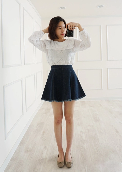 Chân váy denim hàn quốc đẹp xuân hè 2017