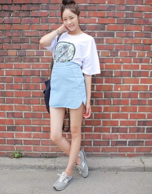 Chân váy denim hàn quốc đẹp xuân hè 2017