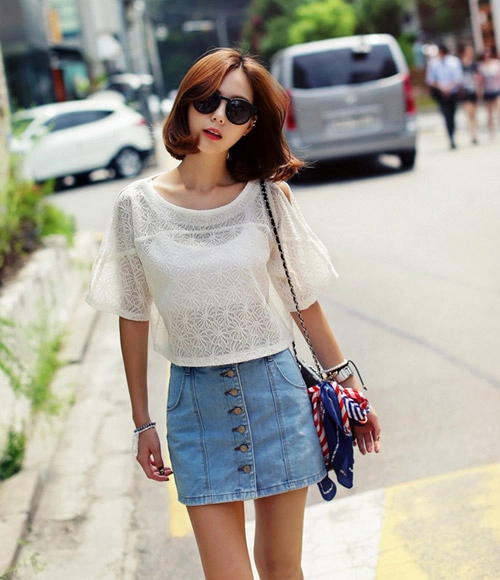 Chân váy denim hàn quốc đẹp xuân hè 2017
