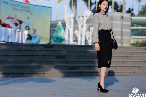 Phối hợp màu ghi cho nàng công sở thêm thanh lịch cuối năm