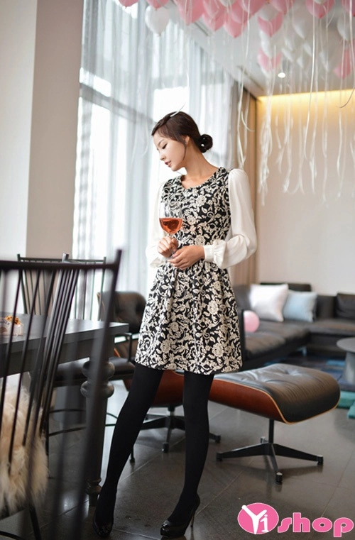 Váy đầm liền thân dáng xòe đẹp đáng yêu