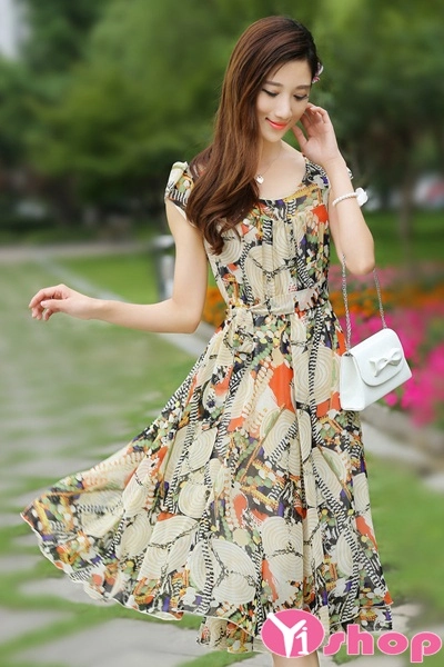 Váy đầm liền thân xòe công sở đẹp