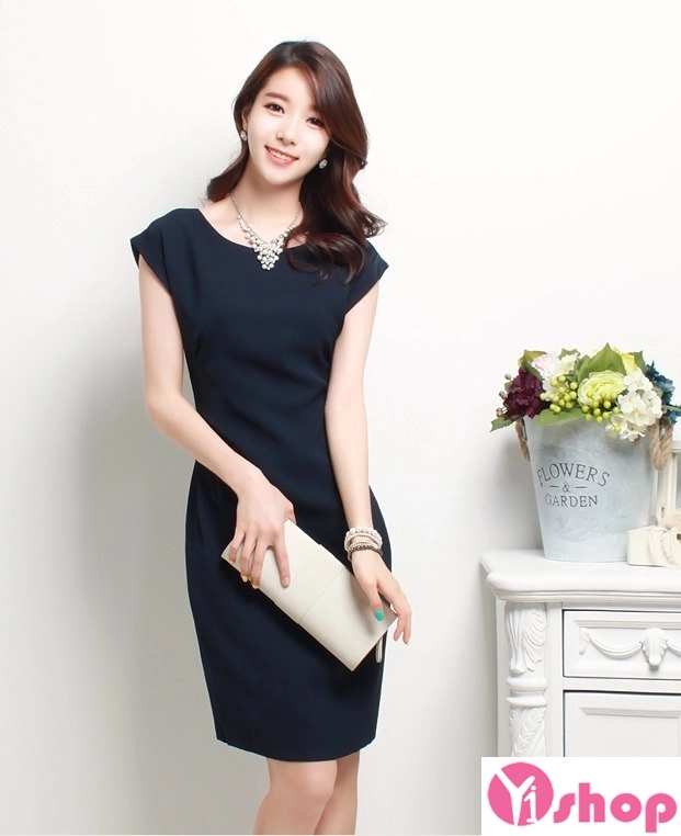 Váy liền thân màu đen đẹp sang trọng cho nàng công sở