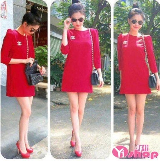 Váy đầm liền thân màu đỏ lộng lẫy cho nàng dự sự kiện