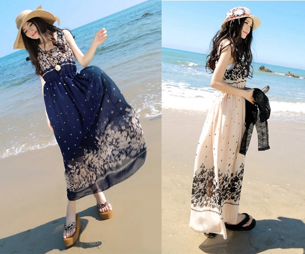Váy maxi vải voan đẹp cho cô nàng điệu đà dạo biển đón nắng