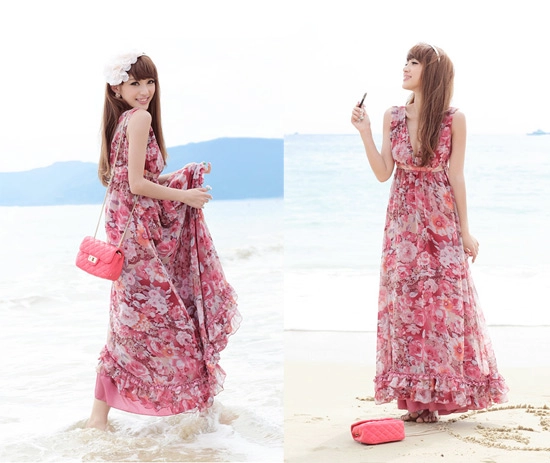 Váy maxi vải voan đẹp cho cô nàng điệu đà dạo biển đón nắng