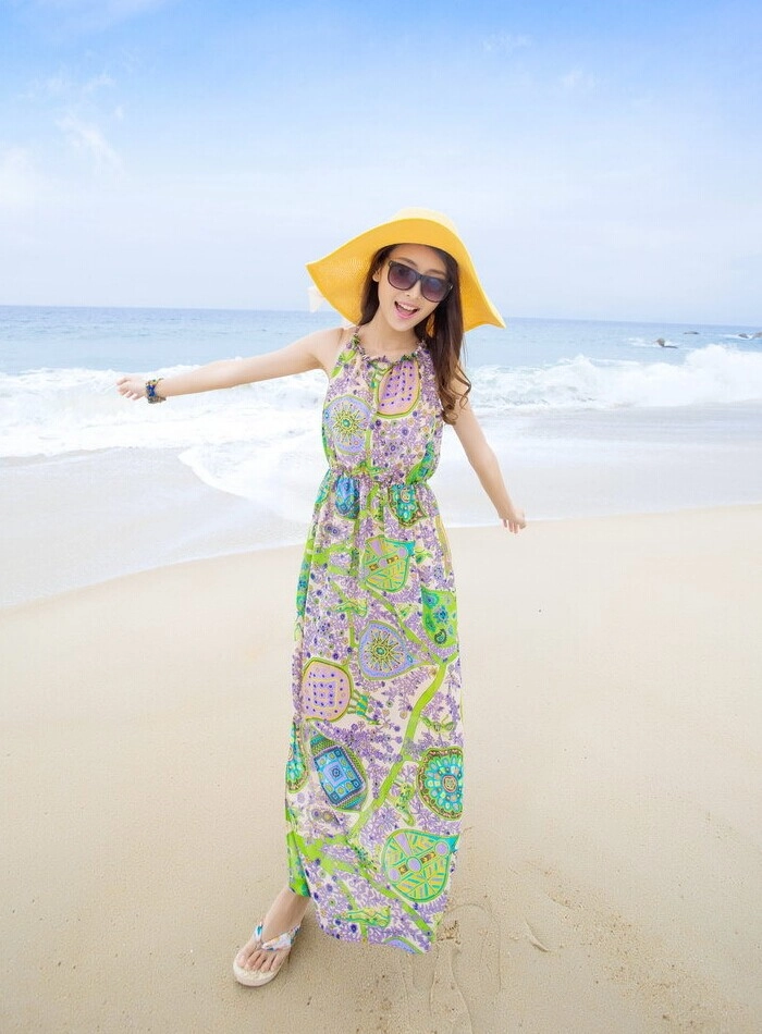 Váy maxi vải voan đẹp cho cô nàng điệu đà dạo biển đón nắng
